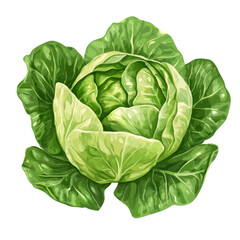 Fresh green cabbage isolated on a clean transparent background showcasing its vibrant leaves and healthy appearance, slice cabbage isolated on transparent background