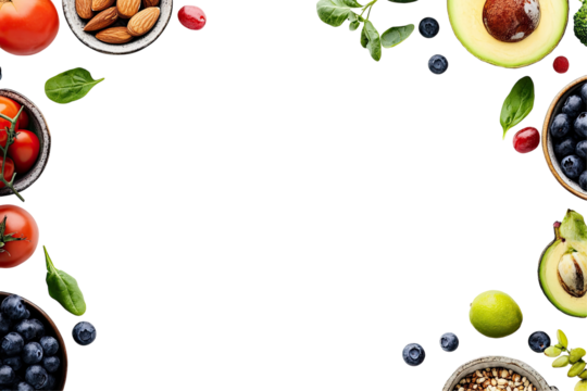 Fresh, vibrant food selection  Colorful, healthy produce arranged in a frame