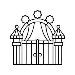 amusement park gate icon, amusement park gate line art - simple line art of amusement park gate, perfect for amusement park gate logos and icons