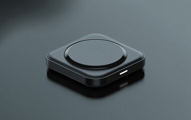 Modern Black Wireless Charger for Smartphones and Smartwatches on Dark Background