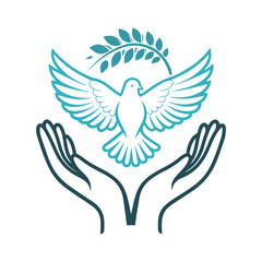 Hands bird logo icon design abstract modern minimal style illustration