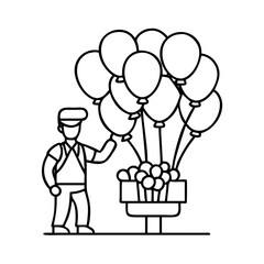 balloon vendor icon, balloon vendor line art - simple line art of balloon vendor, perfect for balloon vendor logos and icons