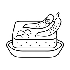 banana bread icon, banana bread line art - simple line art of banana bread, perfect for banana bread logos and icons