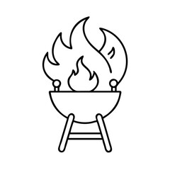 bbq flame icon, bbq flame line art - simple line art of bbq flame, perfect for bbq flame logos and icons