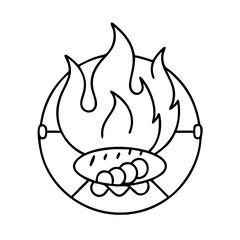 bbq flame icon, bbq flame line art - simple line art of bbq flame, perfect for bbq flame logos and icons
