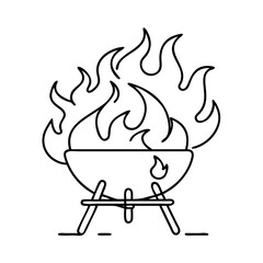 bbq flames icon, bbq flames line art - simple line art of bbq flames, perfect for bbq flames logos and icons