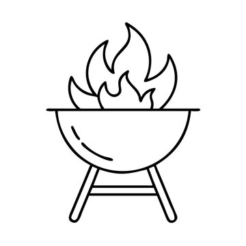 bbq flame icon, bbq flame line art - simple line art of bbq flame, perfect for bbq flame logos and icons