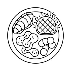 bbq platter icon, bbq platter line art - simple line art of bbq platter, perfect for bbq platter logos and icons