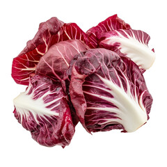 Obraz premium Fresh radicchio red salad leaves arranged neatly on a transparent background for healthy eating inspiration, Radicchio red salad isolated on transparent background