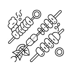 Obraz premium bbq skewers with veggies icon, bbq skewers with veggies line art - simple line art of bbq skewers with veggies, perfect for bbq skewers with veggies logos and icons