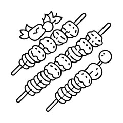 bbq skewers with veggies icon, bbq skewers with veggies line art - simple line art of bbq skewers with veggies, perfect for bbq skewers with veggies logos and icons