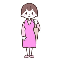 まっすぐ立つ主婦のイラスト