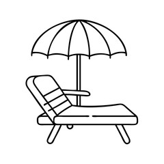 beach chair icon, beach chair line art - simple line art of beach chair, perfect for beach chair logos and icons