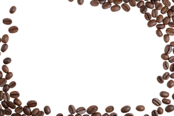 coffee beans frame border isolated on white background PNG