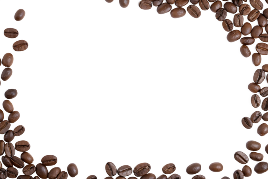 coffee beans frame border isolated on white background PNG