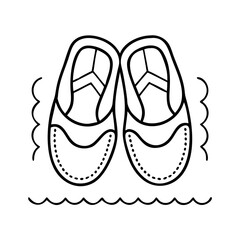 beach friendly water shoes icon, beach friendly water shoes line art - simple line art of beach friendly water shoes, perfect for beach friendly water shoes logos and icons
