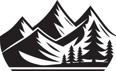 Obraz premium Beautiful Black Mountain Vector Silhouette Art This Is An Editable And Printable Vector Eps File 