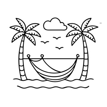 recommend clip art: beach hammock icon, beach hammock line art - simple line art of beach hammock, perfect for beach hammock logos and icons