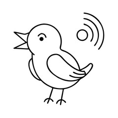 bird chirping icon, bird chirping line art - simple line art of bird chirping, perfect for bird chirping logos and icons