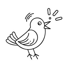 bird chirping icon, bird chirping line art - simple line art of bird chirping, perfect for bird chirping logos and icons