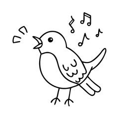 bird singing icon, bird singing line art - simple line art of bird singing, perfect for bird singing logos and icons