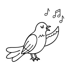 bird singing icon, bird singing line art - simple line art of bird singing, perfect for bird singing logos and icons