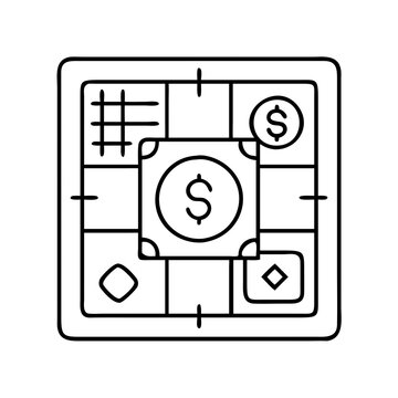 recommend clip art: board game money icon, board game money line art - simple line art of board game money, perfect for board game money logos and icons