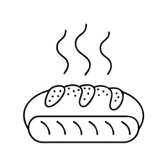 bread loaf with steam icon, bread loaf with steam line art - simple line art of bread loaf with steam, perfect for bread loaf with steam logos and icons