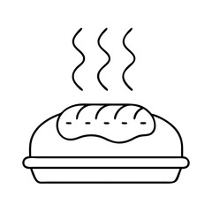 bread loaf with steam icon, bread loaf with steam line art - simple line art of bread loaf with steam, perfect for bread loaf with steam logos and icons