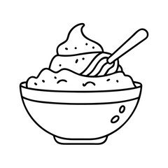 cake batter in bowl icon, cake batter in bowl line art - simple line art of cake batter in bowl, perfect for cake batter in bowl logos and icons