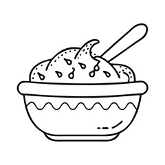 cake batter in bowl icon, cake batter in bowl line art - simple line art of cake batter in bowl, perfect for cake batter in bowl logos and icons