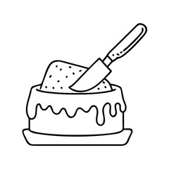 cake frosting knife icon, cake frosting knife line art - simple line art of cake frosting knife, perfect for cake frosting knife logos and icons
