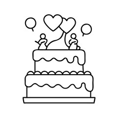 cake topper icon, cake topper line art - simple line art of cake topper, perfect for cake topper logos and icons
