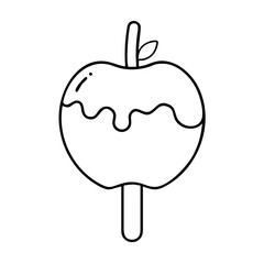 candy apple icon, candy apple line art - simple line art of candy apple, perfect for candy apple logos and icons