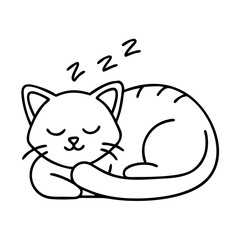 cat napping icon, cat napping line art - simple line art of cat napping, perfect for cat napping logos and icons