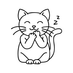 cat purring icon, cat purring line art - simple line art of cat purring, perfect for cat purring logos and icons