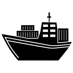 Naklejka premium Freight Ship icon silhouette vector illustration