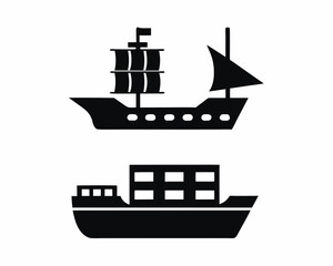Freight Ship icon silhouette vector illustration