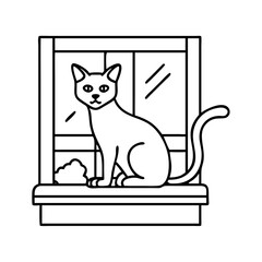 cat window perch icon, cat window perch line art - simple line art of cat window perch, perfect for cat window perch logos and icons