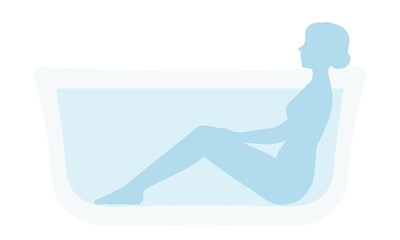 入浴する女性のシルエットイラスト