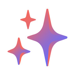Sparkles emoji icon, shiny flashes of three cluster star gradient vector