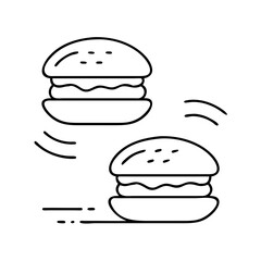 flipping burgers icon, flipping burgers line art - simple line art of flipping burgers, perfect for flipping burgers logos and icons