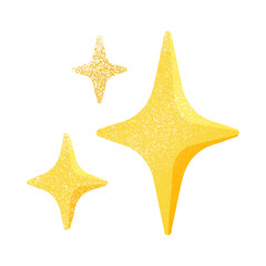Sparkles emoji icon, shiny flashes of three cluster star yellow vector