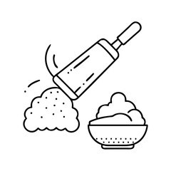 flour dusting icon, flour dusting line art - simple line art of flour dusting, perfect for flour dusting logos and icons