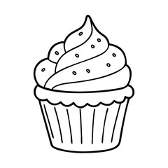 frosted cupcake icon, frosted cupcake line art - simple line art of frosted cupcake, perfect for frosted cupcake logos and icons