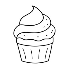 frosted cupcake icon, frosted cupcake line art - simple line art of frosted cupcake, perfect for frosted cupcake logos and icons