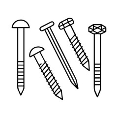nails and bolts icon, nails and bolts line art - simple line art of nails and bolts, perfect for nails and bolts logos and icons