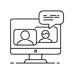 online lobby chat icon, online lobby chat line art - simple line art of online lobby chat, perfect for online lobby chat logos and icons