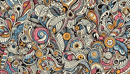 Hand drawn scribble pattern with cheerful and colorful lines