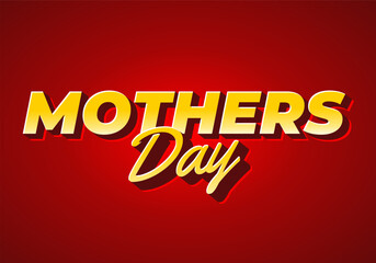 Mothers day. Gradient yellow text with elegant script on red background